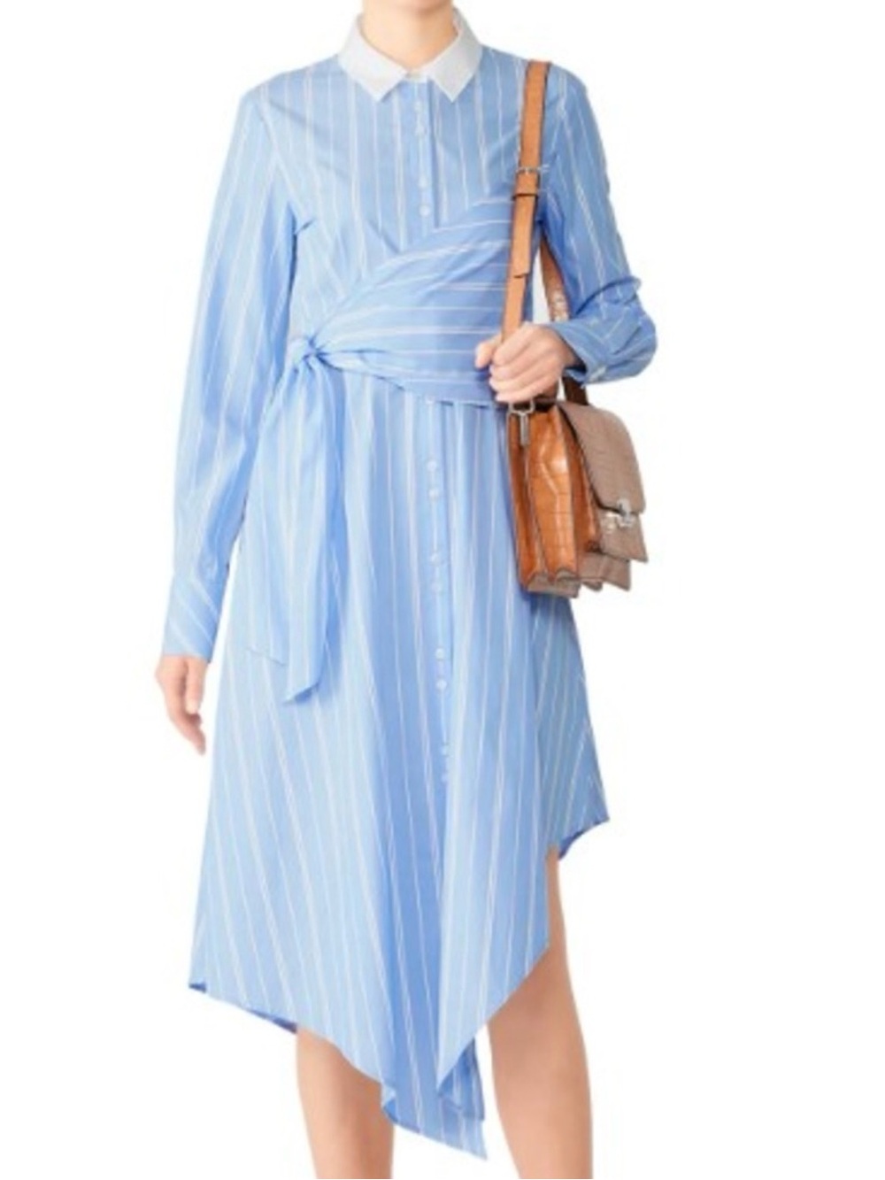 Jonathon Simkhai Asymmetric Wrap Oxford Dress in Size Small